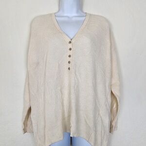 Madewell small grey viscose waffle knit sweater button top v neck soft